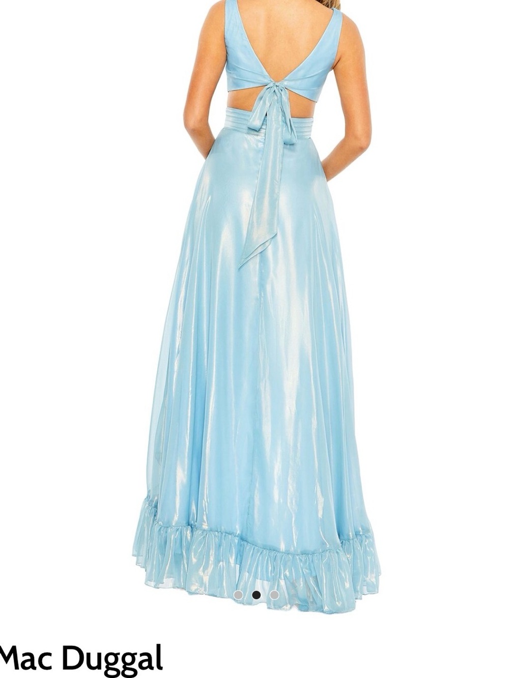 Light Blue Ruffled High-Low Evening Dress - Picture 3 of 7